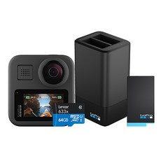 고프로 맥스 360도 액션캠 + 듀얼 배터리 충전기 + 배터리 킷 + 렉사 microSDXC 메모리카드 64GB 세트, SPCC1