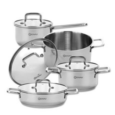 제너 로웰 인덕션 스텐냄비 4종 세트, 편수 16cm + 양수 18cm + 전골 24cm + 곰솥 24cm