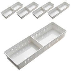 2格抽屜分隔收納盒 白色 寬款, 5個