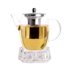 TEAUS 티어스 유리 티포트 TS 06 + 하트 티워머 투명 세트, 혼합색상, 1350ml, 1개