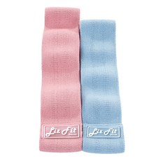 Liz Fit 臀部拉力帶 2入+收納袋 2入, 樂隊（柔和的粉紅色，柔和的天空）