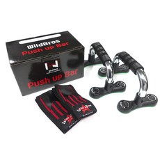WILDBROS 手腕保護帶 2入 + 鍍鉻伏地挺身器 2入, 混合色, 1個
