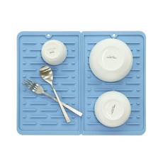 cimelax 折疊式矽膠餐具晾乾墊, 藍色