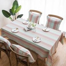 Yums 粉紅色條紋亞麻桌布, 混合色, 140cm x 140cm