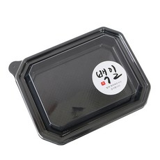 일회용 용기 블랙 + 뚜껑 + 백일스티커 캘리2 세트L-203, 100세트