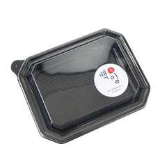 일회용 용기 블랙 + 뚜껑 + 백일스티커 한글1 세트L-203, 100세트