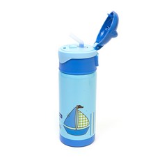 TRAMONTINA 男童交通工具圖案吸管水壺, 帆船(天藍色), 350ml