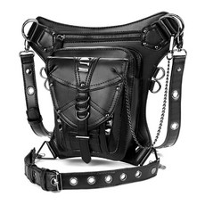 윰스 모터사이클 여성 스팀펑크 다기능 X무늬 허리가방, 혼합색상