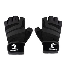 iWANNA 健身重訓半指手套 雙手, 黑色