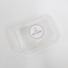 일회용용기 투명 SL-201 + 파스텔 첫돌스티커 핑크 세트, 200세트