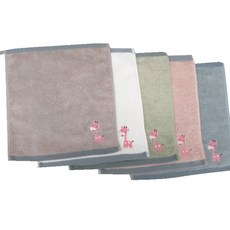 Party Mollu長頸鹿莫代爾刺繡掛式毛巾 70g 5件組, 白色、灰色、粉色、藍色、綠色, 1套