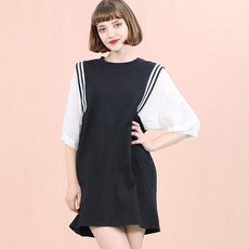 페이퍼먼츠 루즈핏 숄더 라인 데일리 코튼 원피스 12602