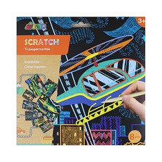 Happy Play Avenir 交通工具刮畫紙著色遊戲 8p, 混合色, 1個