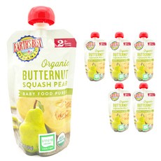 얼스베스트 유기농 2단계 이유식 파우치 113g, 서양호박 + 배 혼합맛, 6개