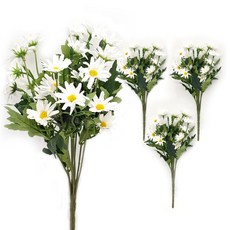EPLYN 人造花 掃墓 迷你菊花 小雛菊 花叢 4入, 白色