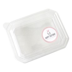 일회용용기 투명 SL-203 100p + 첫돌스티커 파스텔 핑크 100p, 1세트