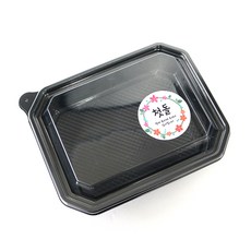 일회용기 SL-203 블랙 100p + 첫돌스티커 화관 100p 세트, 1세트