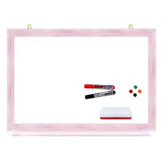 일반화이트보드 자석형 + 마카 검정 + 빨강 + 지우개 + 자석 랜덤발송 4p, 핑크우드