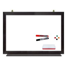 일반화이트보드 자석형 + 마카 검정 + 빨강 + 지우개 + 자석 랜덤발송 4p, 월넛우드