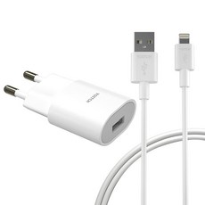 Yoitch iPhone USB 1.2A插頭+第2代8 pin充電線組 2m, 白色的, 1套