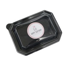 일회용용기 블랙 SL-201 + 파스텔 첫돌스티커 핑크 세트, 200세트