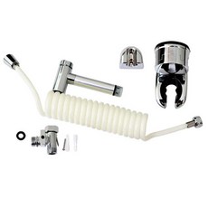 Rimibas一觸式按鈕浴室噴槍+彈簧軟管 3m+吸附式支架+金屬T型閥+基本支架, 1套