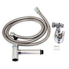 Rimibas一觸式按鈕浴室噴槍+金屬軟管 1m+金屬T型閥+基本支架, 1套