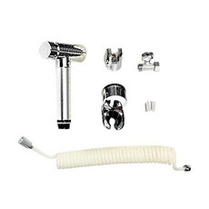 Rimibas一觸式按鈕浴室噴槍+彈簧軟管 5m+吸附式支架+金屬T型閥+基本支架, 1套