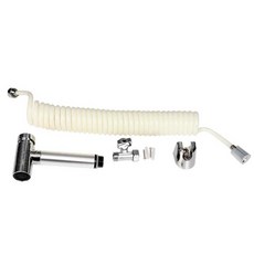 Rimibas一觸式按鈕浴室噴槍+彈簧軟管 5m+金屬T型閥+基本支架, 1套