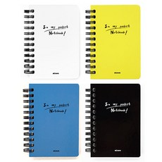 misoro 左翻筆記本4件組, 白色, 黃色, 天藍色, 黑色, 5套