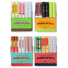 misoro 可愛鉛筆帽4件組, 淺綠 + 橘色 + 朱紅 + 薄荷綠, 5套