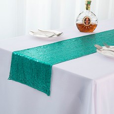 I Love Home 亮片彩色派對桌旗, 藍綠色, 30 x 250 cm