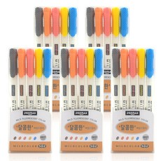 PENMAX Sweet Mild Color 熒光筆套組 5 支, 深灰色、黃黃色、淺粉色、連翹、天藍色, 5套