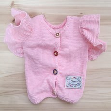 Dogmom 荷葉邊寶寶狗狗開襟衫, 粉紅色