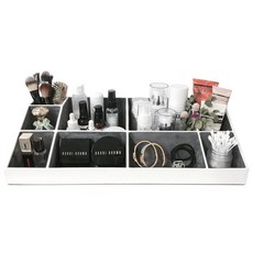 BLANC BLACK 多用途化妝品收納盒 T1-1WH, 白色 + 灰色(T1-1), 1個