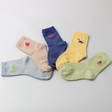 KIDS FUTURE 孩童款恐龍圖案中筒襪 5雙