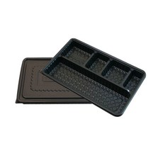 포장대장 오리 바베큐 보쌈용 일회용용기 블랙 + 뚜껑 세트, 1개입, 30세트