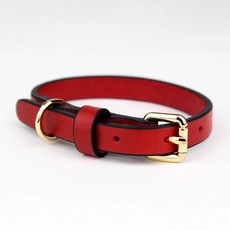 DOG DAYS 寵物頂級皮革項圈, 紅色, 1套
