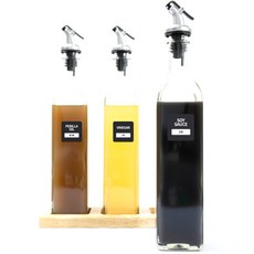 銀蓋方形醬料瓶 4款 3入+英文方形標籤貼 黑色, 1套