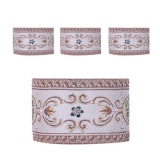 I Love Home 高級刺繡魔鬼氈窗簾綁帶 48 x 9 cm, 圓圈花朵棕色, 4個