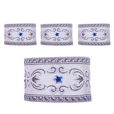 알럽홈 고급자수 벨크로 커튼 타이백 48 x 9 cm, 써클꽃그레이, 4개