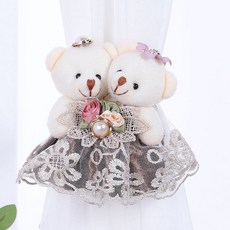 알럽홈 커플 테디베어 커튼 타이백 13 x 15 cm, 커피, 2개