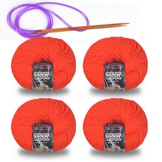 뉴애니울 뜨개실 50g x 4p + 줄바늘, 1세트, 6010오렌지