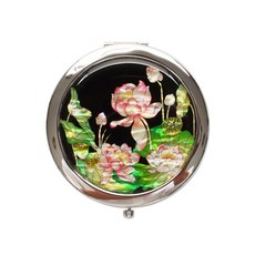復古圖案圓形鏡, 蓮花, 1入