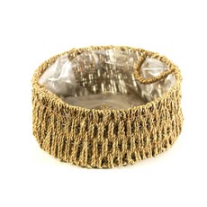 Garden in the City 藤編蒲草大型低圓形籃, 混合顏色