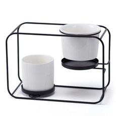 내일의공간 미니 다육 2종 화분 + 철제 프레임 세트, 블랙, 1개