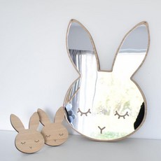 BEASOL 木製壓克力兔子造型安全鏡, 混合顏色
