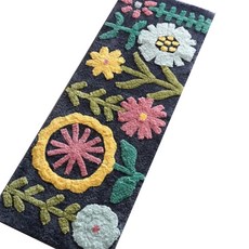 Rainbow house 花朵圖案廚房地墊, 黑色的