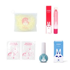 Recipebox 孩童旅行彩妝組, 收納袋+面膜2入+唇彩筆+天藍色指甲油, 1組