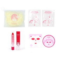 食譜盒 Easy Clean 旅行兒童化妝套組 4 件, 收納袋+面膜 2入+唇彩筆+防曬氣墊粉餅, 1組